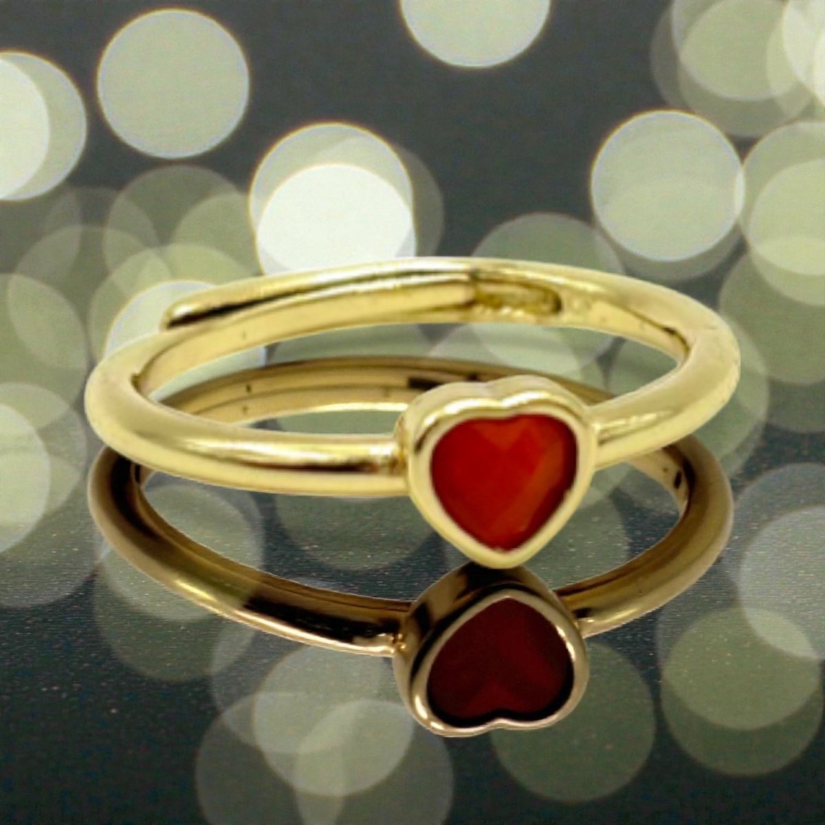 Bague Cœur en Cornaline - Pierre porte - bonheur