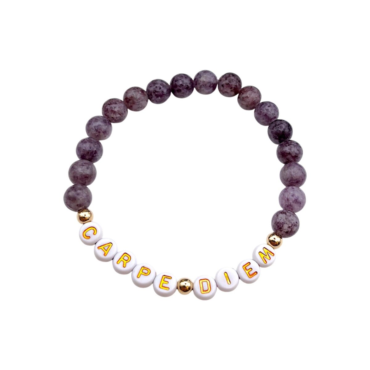 Bracelet Personnalisé en Lépidolite Naturelle – Votre Message Inspirant - Pierre porte - bonheur