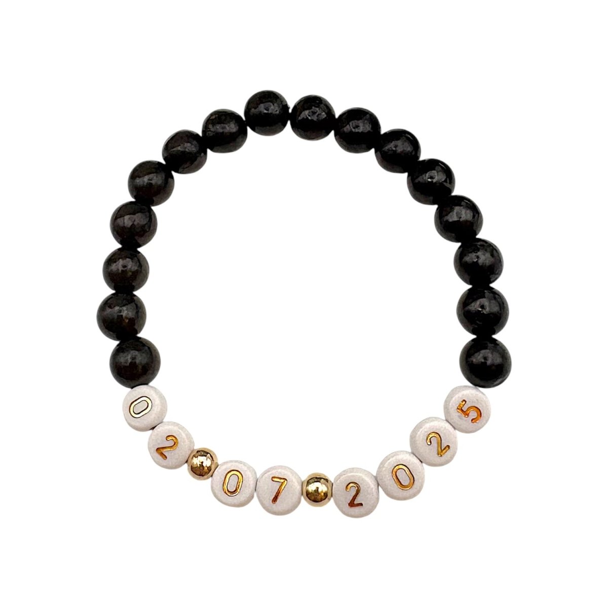 Bracelet Personnalisé en Onyx Naturel – Date Gravée - Pierre porte - bonheur