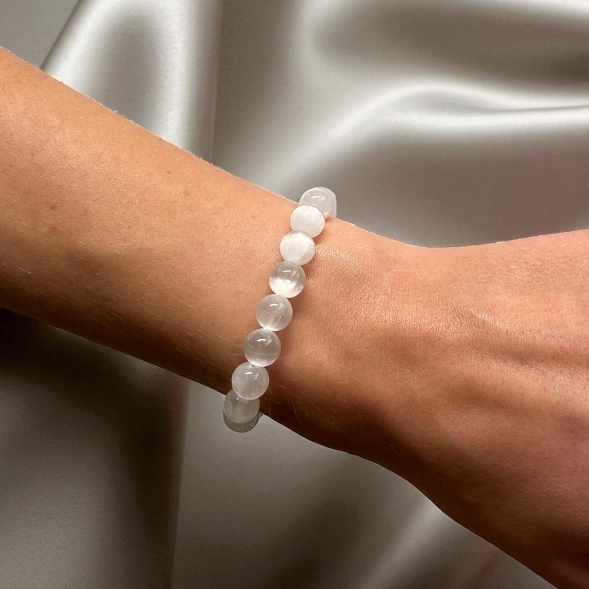 Bracelet Sélénite - Pierre porte - bonheur