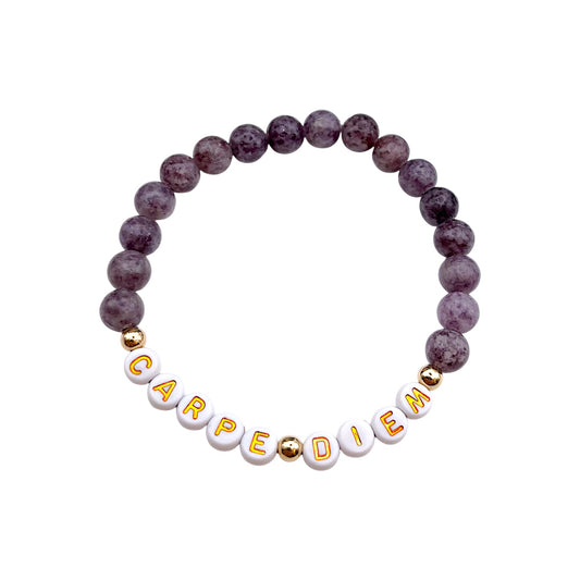 Bracelet Personnalisé en Lépidolite Naturelle – Votre Message Inspirant