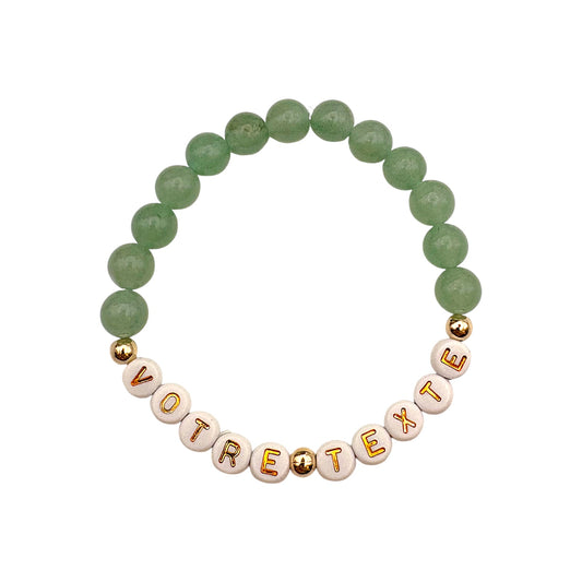 Bracelet Personnalisé en Aventurine Verte – Votre Texte Unique