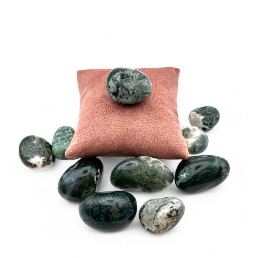 Pierre roulée Agate Mousse - Pierre porte - bonheur