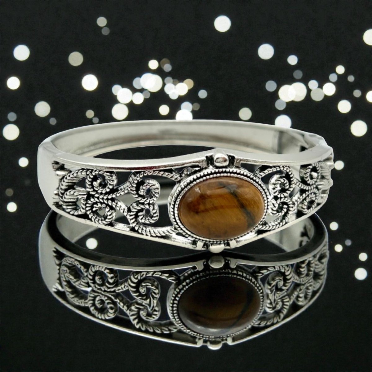 Bracelet Métal Œil de Tigre - Pierre porte - bonheur