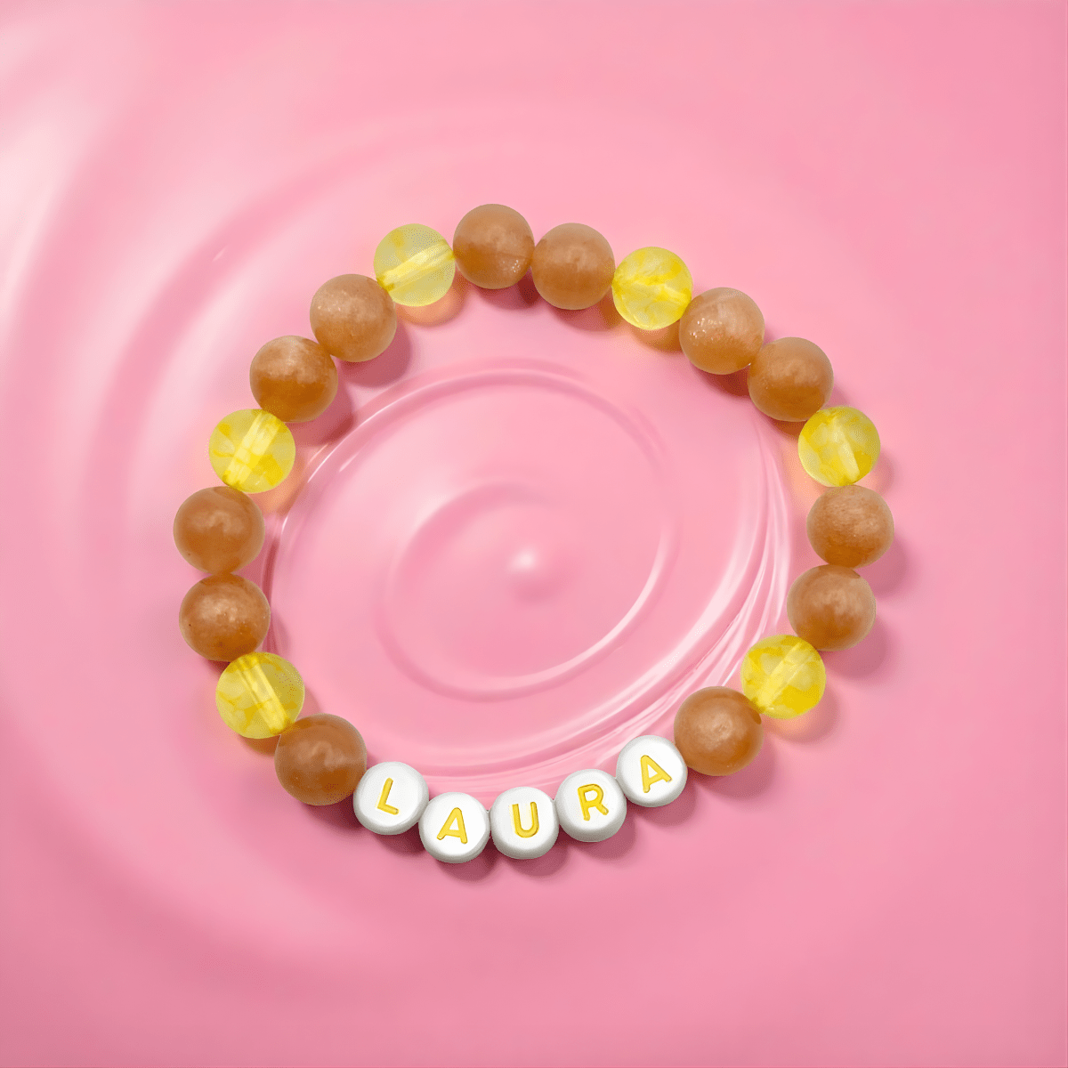 Bracelet Personnalisé Citrine & Calcite – Pierres Naturelles de Joie et d’Énergie - Pierre porte - bonheur