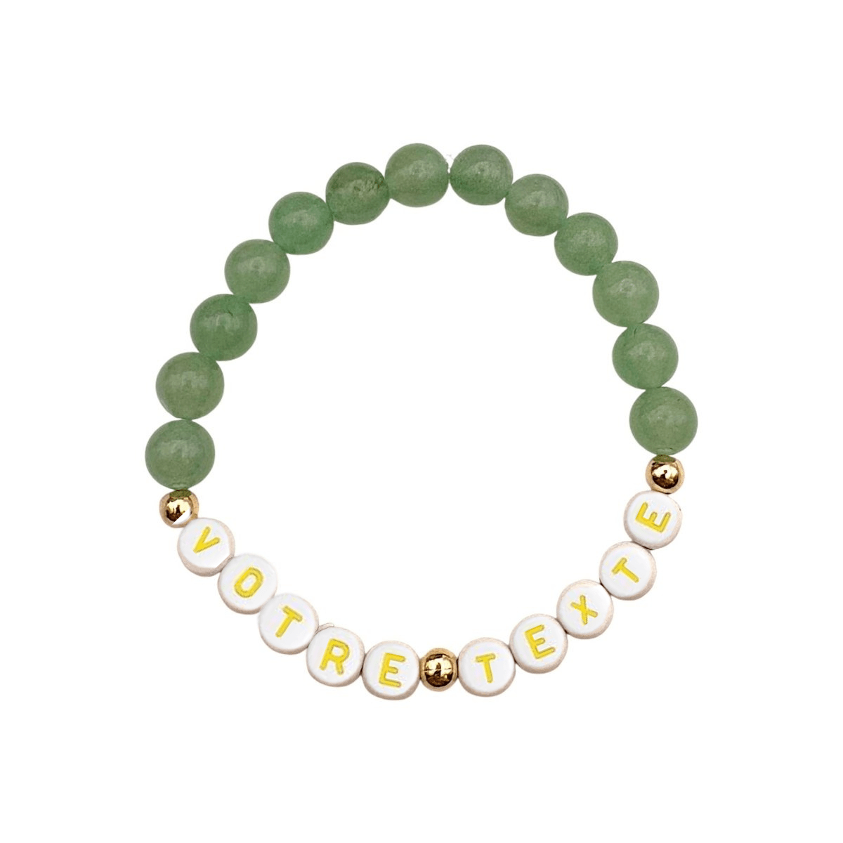 Bracelet Personnalisé en Aventurine Verte – Votre Texte Unique - Pierre porte - bonheur