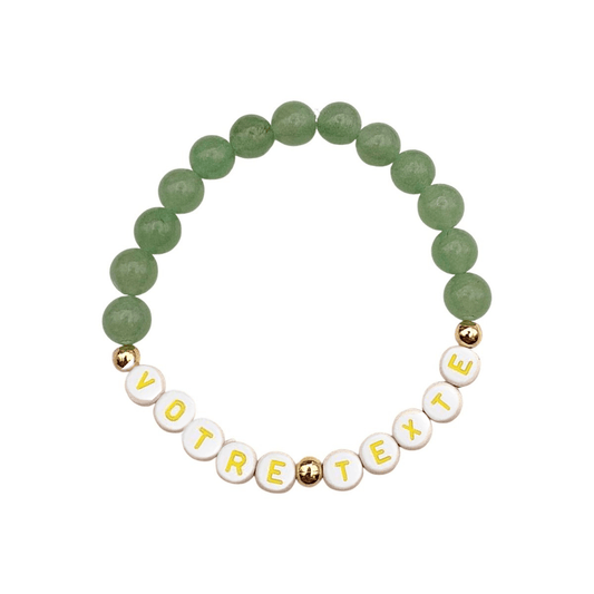 Bracelet Personnalisé en Aventurine Verte – Votre Texte Unique - Pierre porte - bonheur