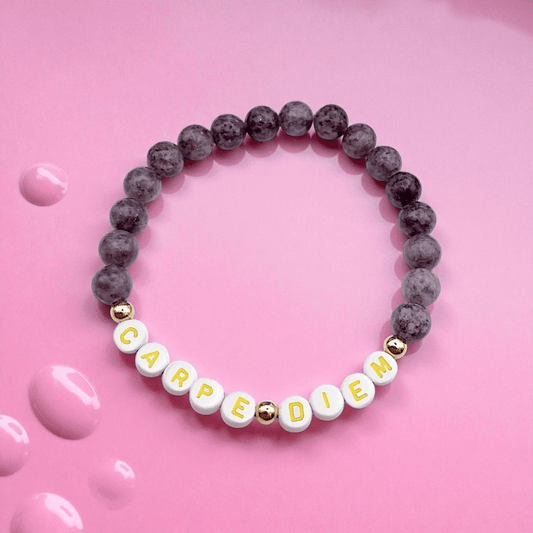 Bracelet Personnalisé en Lépidolite Naturelle – Votre Message Inspirant - Pierre porte - bonheur