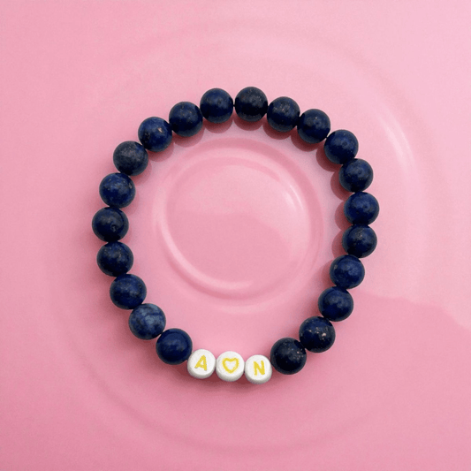 Bracelet Personnalisé Lapis Lazuli – Pierre Naturelle de Sagesse, Communication et Harmonie - Pierre porte - bonheur