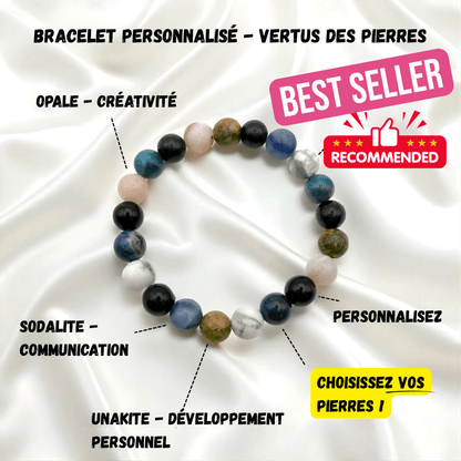 Bracelet personnalisé - Pierres 100% Naturelles - Pierre porte - bonheur