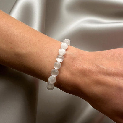 Bracelet Sélénite - Pierre porte - bonheur
