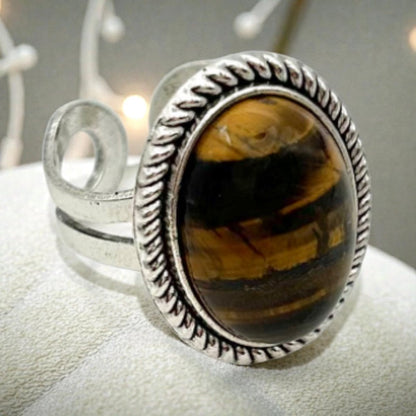 Coffret Cadeau Œil de Tigre – Bague, Bracelet, Collier, Boucles d’Oreilles - Pierre porte - bonheur