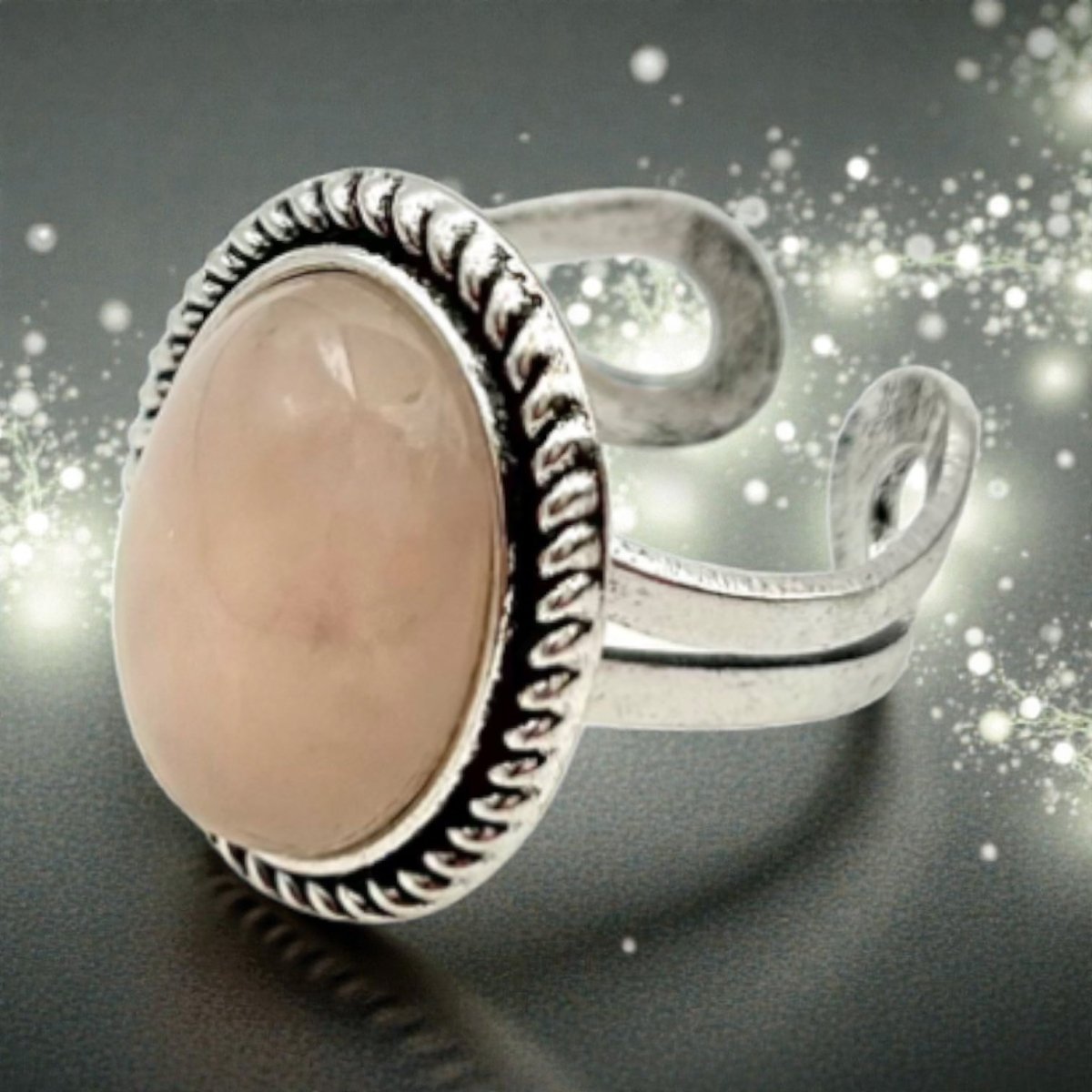 Coffret Cadeau Quartz Rose - Bague, Bracelet, Boucles d'Oreilles, Collier - Pierre porte - bonheur