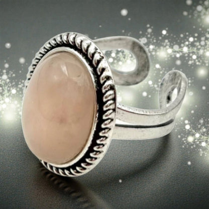 Coffret Cadeau Quartz Rose - Bague, Bracelet, Boucles d'Oreilles, Collier - Pierre porte - bonheur